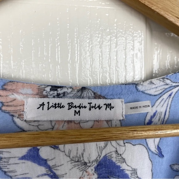 A Little Birdie Told Me Maxi Dress Blue Floral Long Boho Tassel Bells Size M 12 - Picture 5 of 10